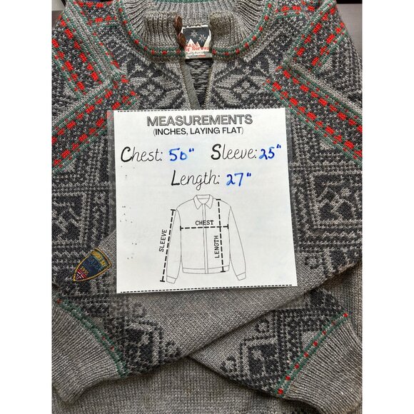 Dale of Norway Thunder Bay 1995 Sweater Mens XL Gray Nordic Wool Knit Fair Isle - Picture 6 of 12